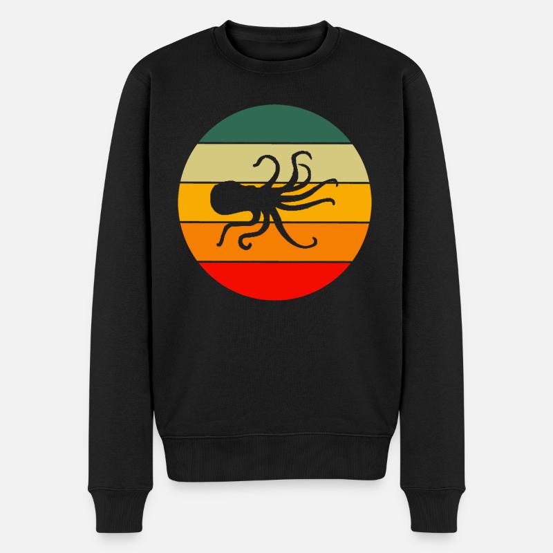 Ozean Meerestier Kraken Geschenk Retro Oktopus - Männer Premium Bio Pullover - Schwarz