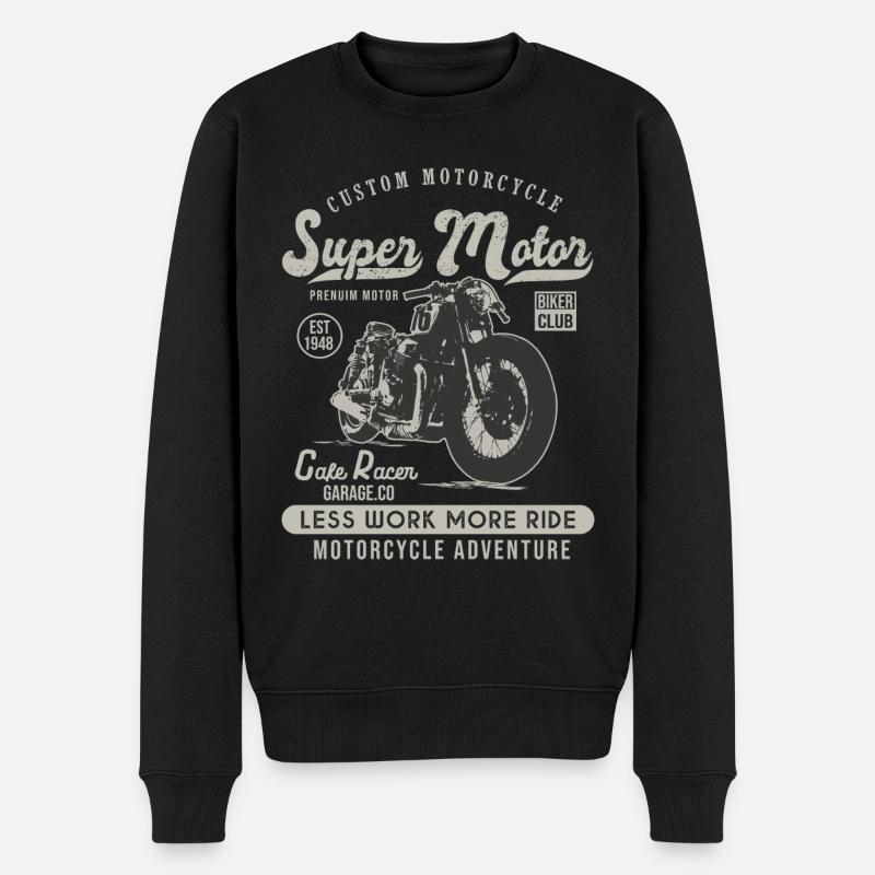 super motor racer motor motor motorcycle custom moto vintage - Männer Premium Bio Pullover - Schwarz