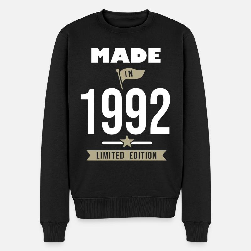 MADE IN 1992 geboren 1992 Jubiläum 30 Jahre - Männer Premium Bio Pullover - Schwarz