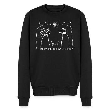 Happy Birthday Jesus Gott Messias Betlehem - Männer Premium Bio Pullover - Schwarz - Vorne - Nico (187cm)