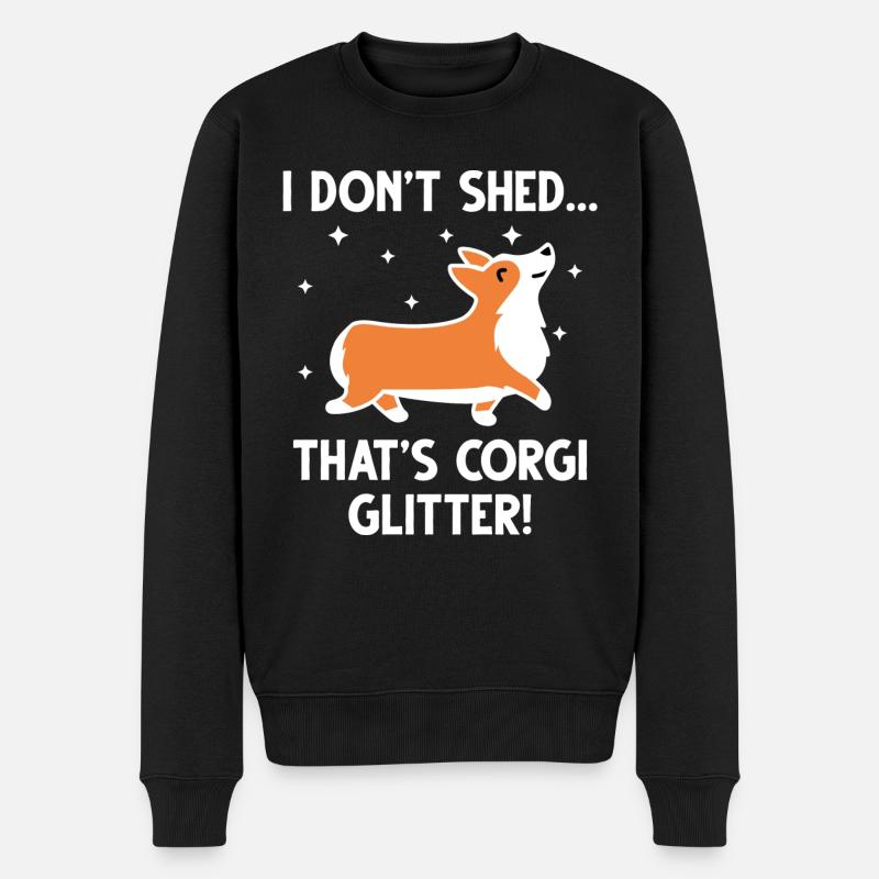 Corgi Glitter - Männer Premium Bio Pullover - Schwarz