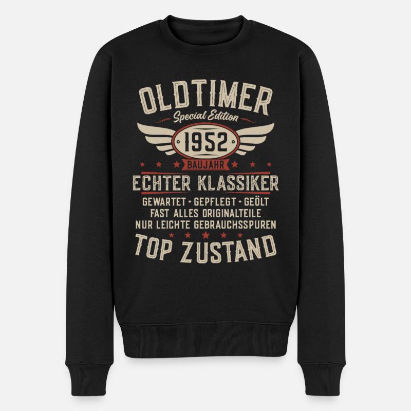 Oldtimer Baujahr 1952 Jahrgang Geburtstag Geschenk - Männer Premium Bio Pullover - Schwarz