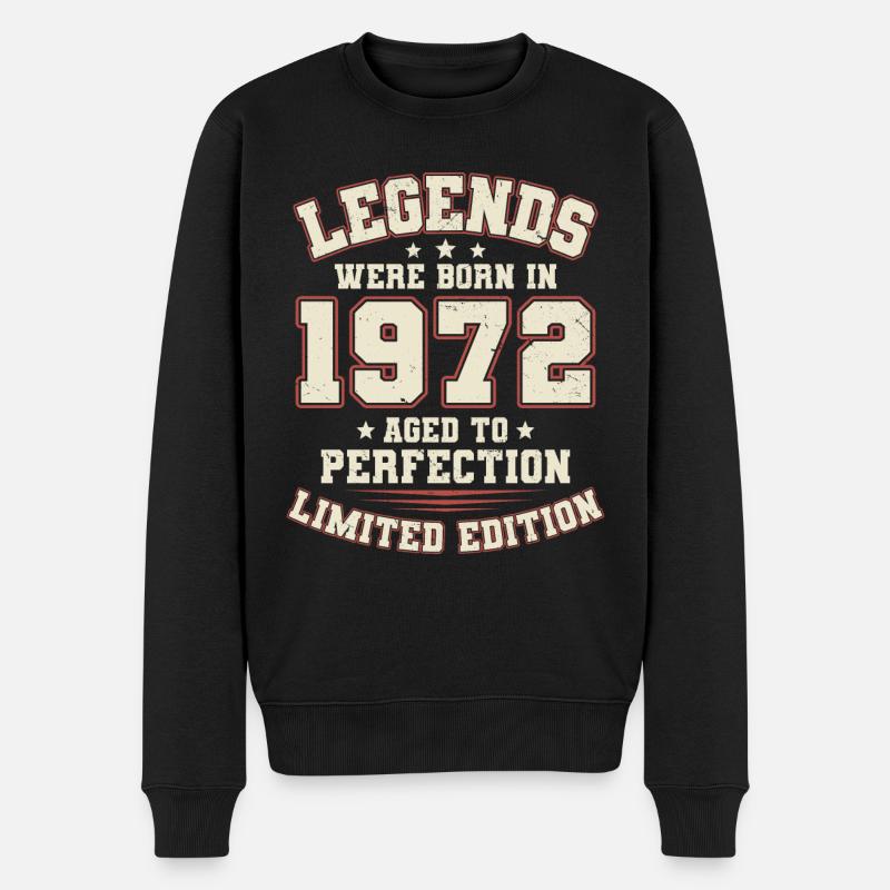 1972 Jahrgang geboren Legenden Vintage Geburtstag - Männer Premium Bio Pullover - Schwarz