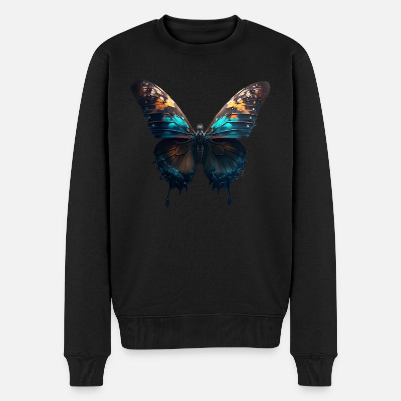 Schmetterling, Raupe - Männer Premium Bio Pullover - Schwarz