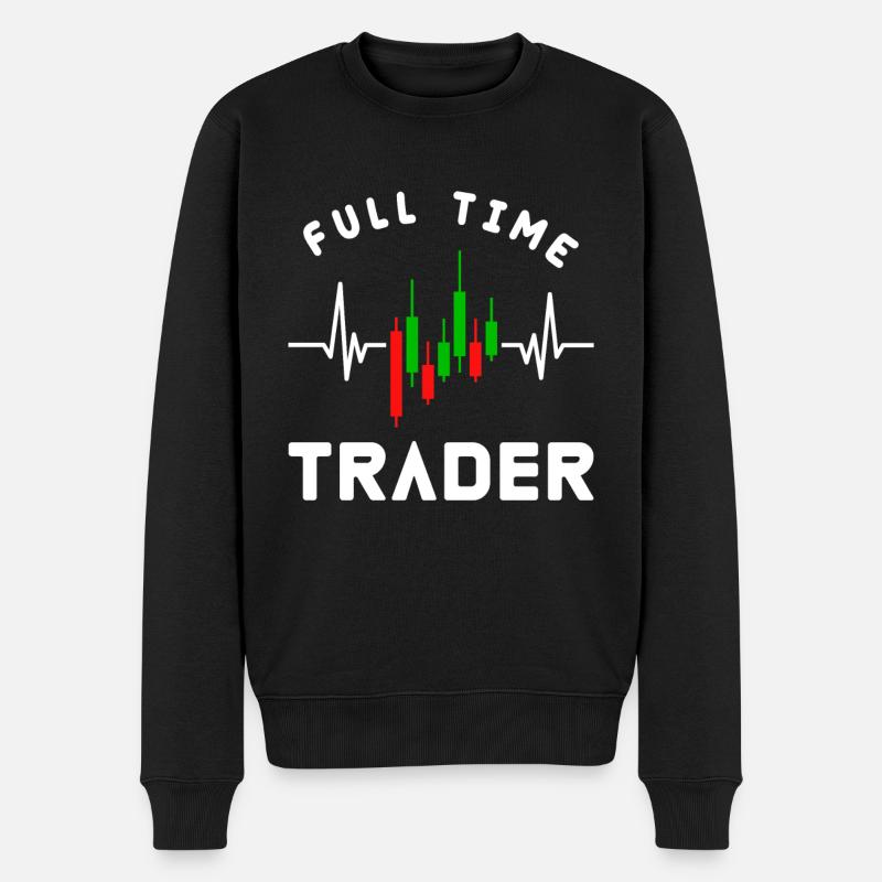 The Full Time Trader Trading Charts Diagram Stocks - Männer Premium Bio Pullover - Schwarz