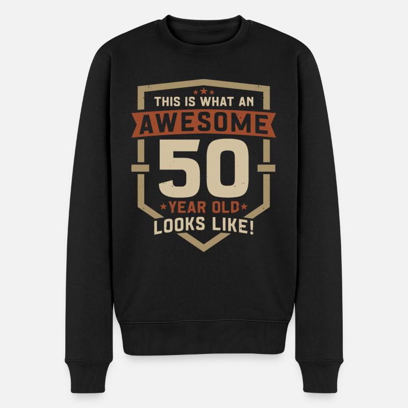 50 Geburtstag Geschenk 50 Jahre Geburtstagsspruch - Männer Premium Bio Pullover - Schwarz