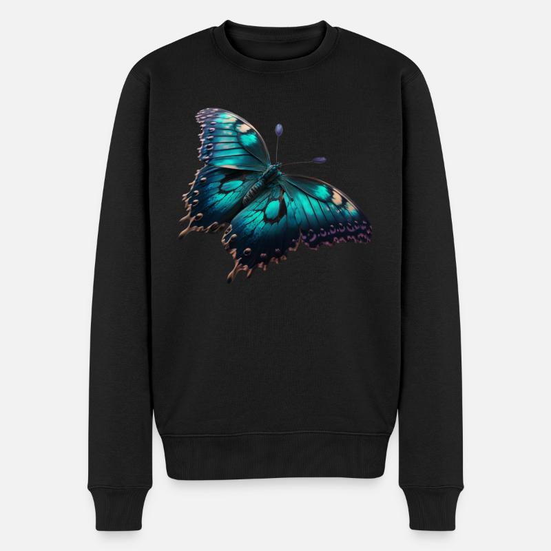 Schmetterling, Raupe, Insekt - Männer Premium Bio Pullover - Schwarz