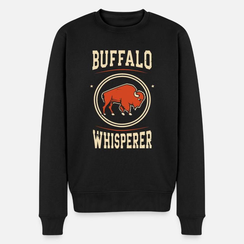 Buffalo Whisperer - Männer Premium Bio Pullover - Schwarz