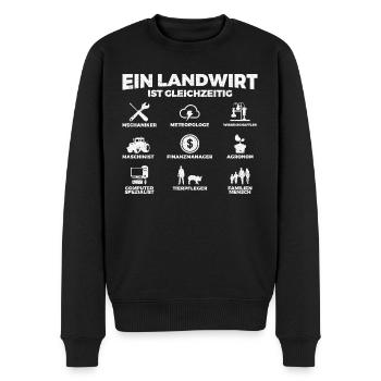 Landwirt Bauer Landwirtschaft Spruch Geschenkidee - Männer Premium Bio Pullover - Schwarz - Vorne - Nico (187cm)