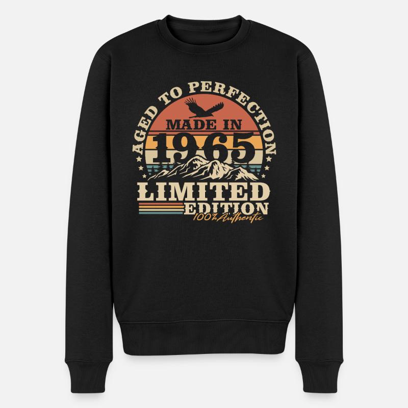 1965 Jahrgang Geburtstag Vintage Retro Geschenk - Männer Premium Bio Pullover - Schwarz