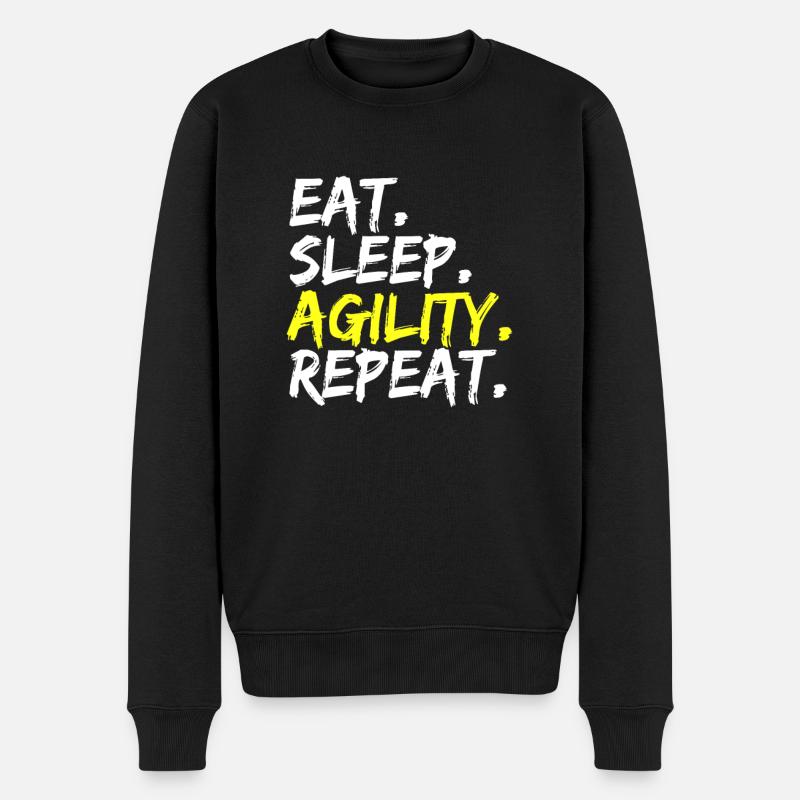 Eat Sleep Agility Repeat Hundetrainer Design - Männer Premium Bio Pullover - Schwarz