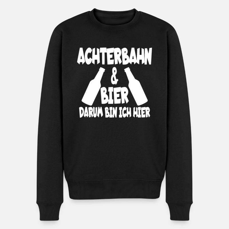 Achterbahn & Bier Vergnügungspark lustiger Spruch - Männer Premium Bio Pullover - Schwarz