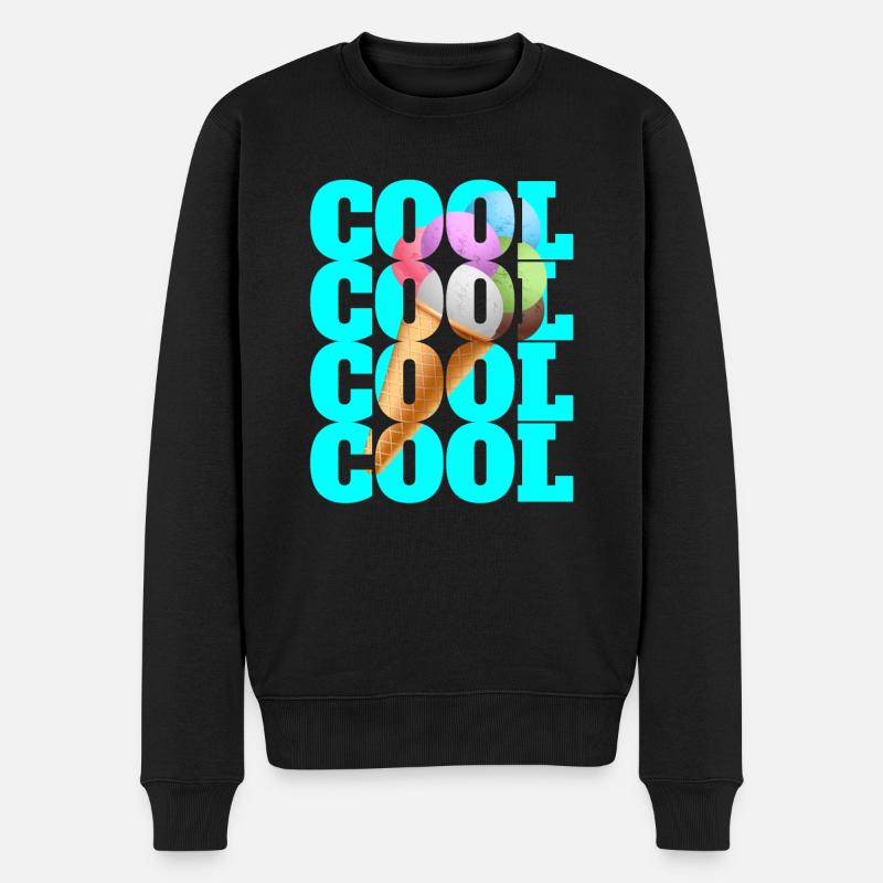 Cool Cool Cool Cool Eistüte Eiscreme - Männer Premium Bio Pullover - Schwarz