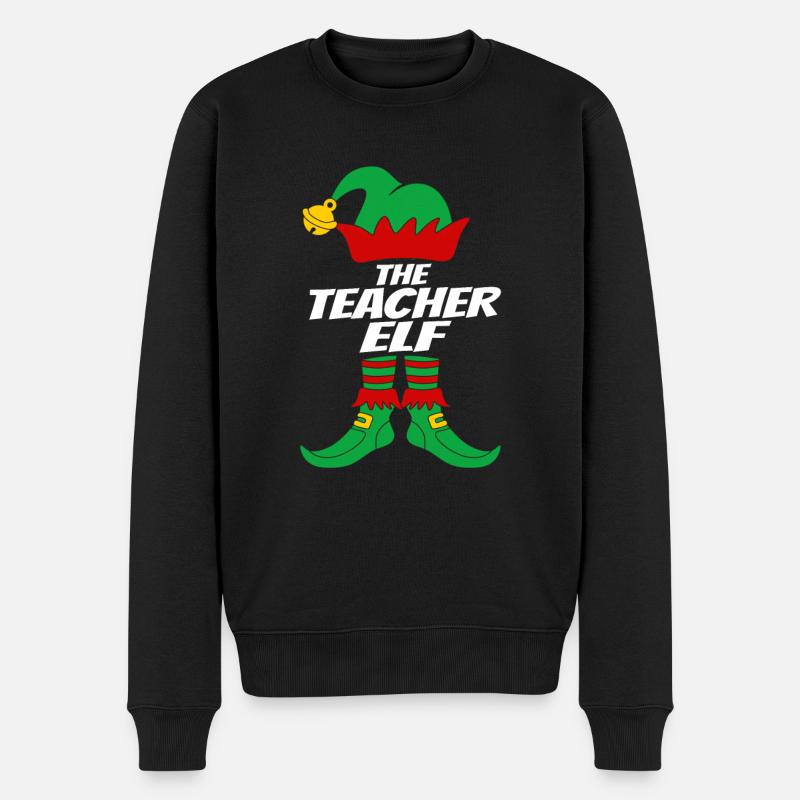 The Teacher Elf Lehrer Ugly Christmas Design - Männer Premium Bio Pullover - Schwarz