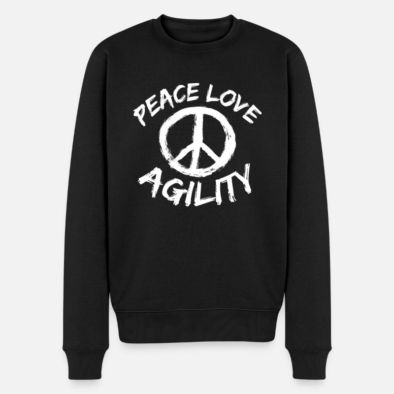 Peace Love Agility Geschenk Hundetrainer Design - Männer Premium Bio Pullover - Schwarz