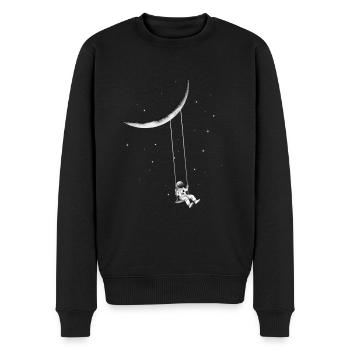 Astronaut auf Schaukel - Männer Premium Bio Pullover - Schwarz - Vorne - Nico (187cm)