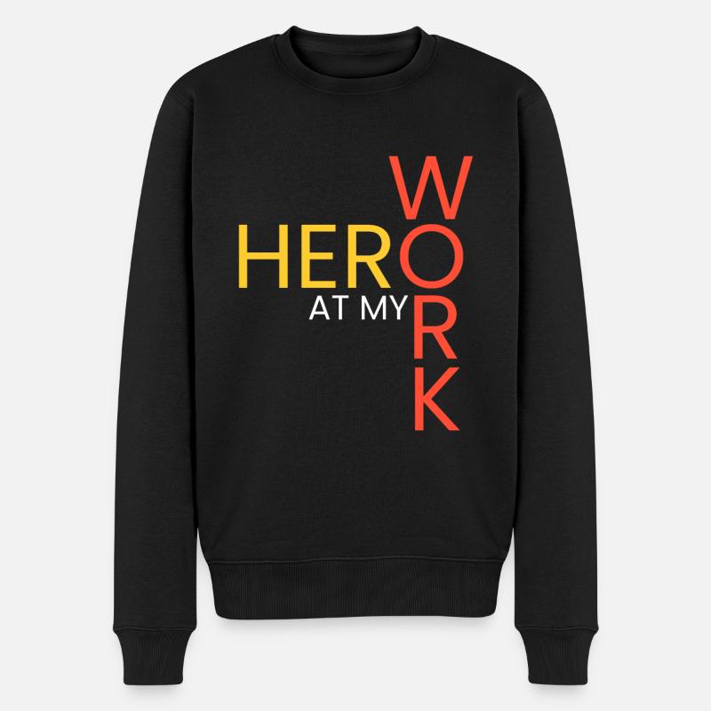 Held bei meiner Arbeit - Männer Premium Bio Pullover - Schwarz