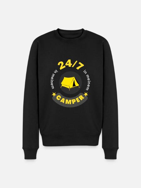 24/7 in meinem Camper - Männer Premium Bio Pullover - Schwarz