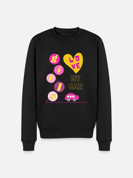 Mädchen lieben mein Auto - Männer Premium Bio Pullover - Schwarz
