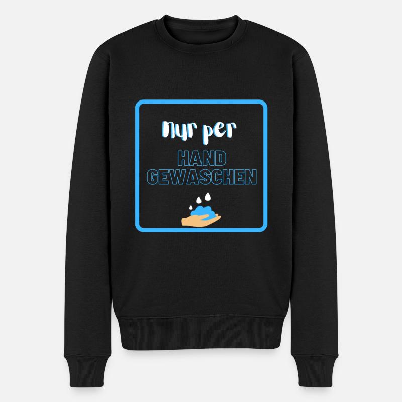 nur per Hand gewaschen - Männer Premium Bio Pullover - Schwarz