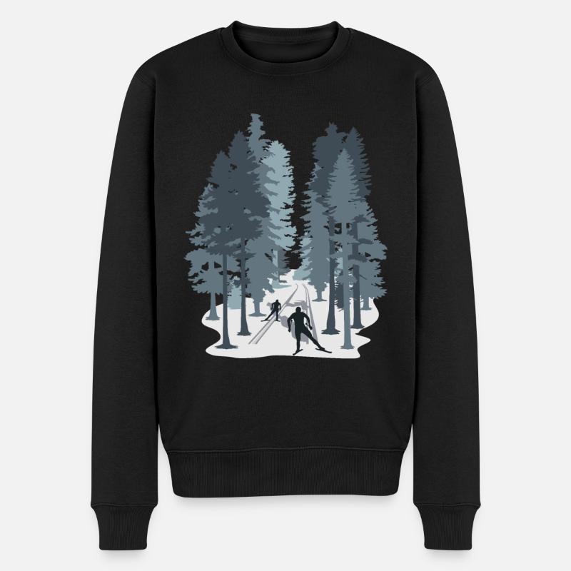 Skilanglauf, Langlaufen, Biathlon, Wintersport - Männer Premium Bio Pullover - Schwarz