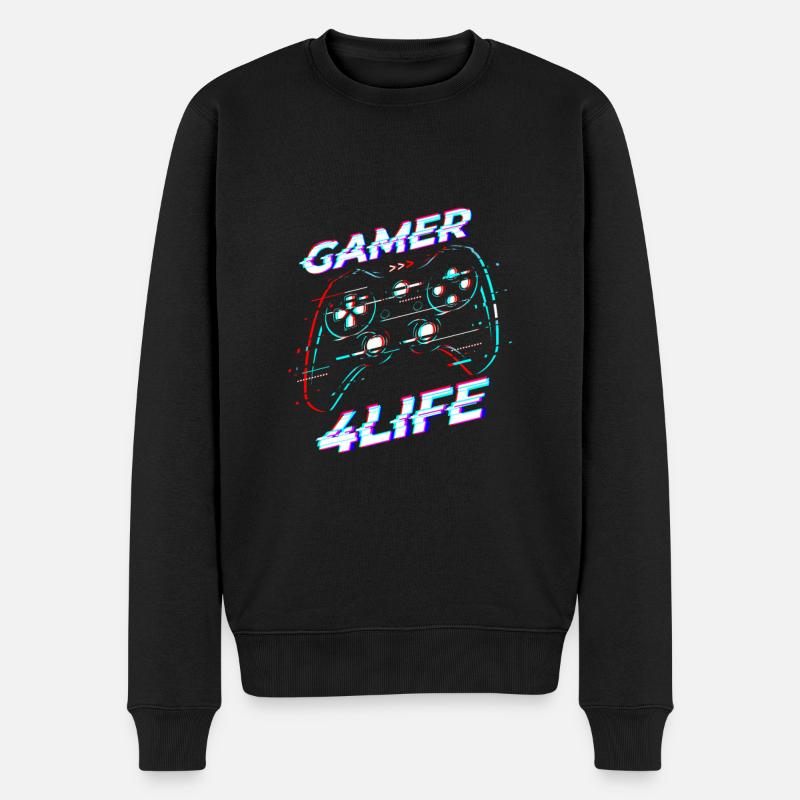 Zocken fürs leben - Männer Premium Bio Pullover - Schwarz