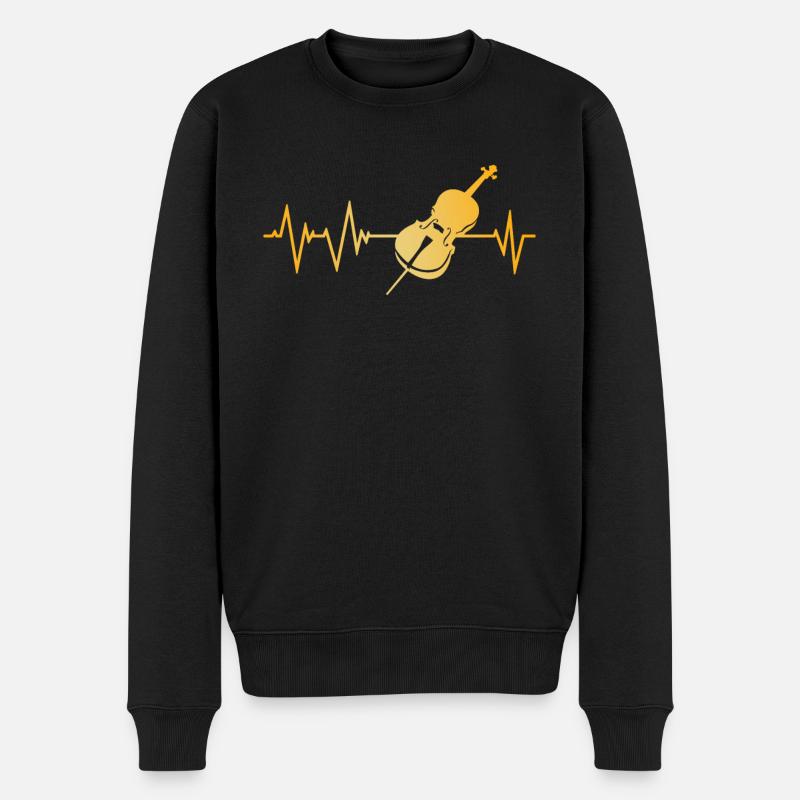Cello Herzschlag - Männer Premium Bio Pullover - Schwarz