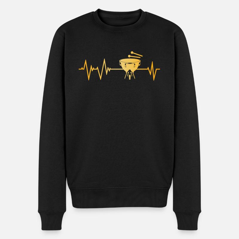 Pauken Herzschlag - Männer Premium Bio Pullover - Schwarz