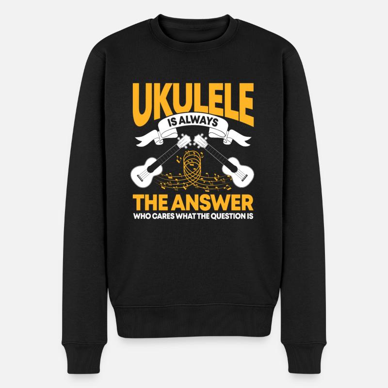 Ukulele - Männer Premium Bio Pullover - Schwarz