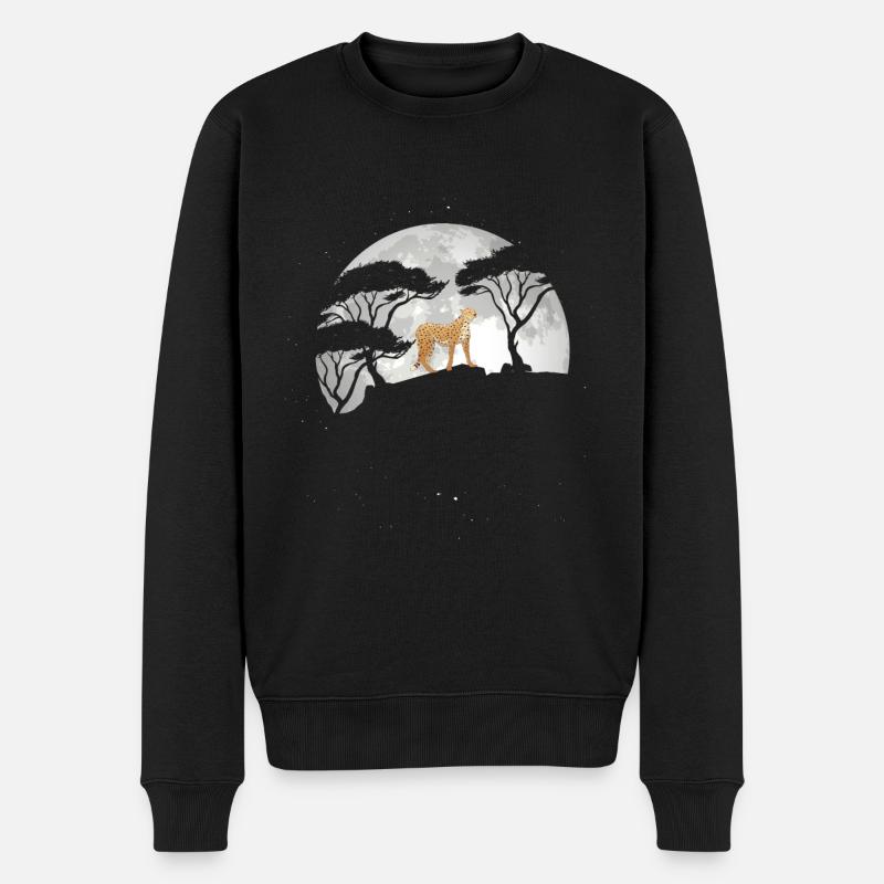 Guépard Avec la lune - Pull Premium bio Homme - noir