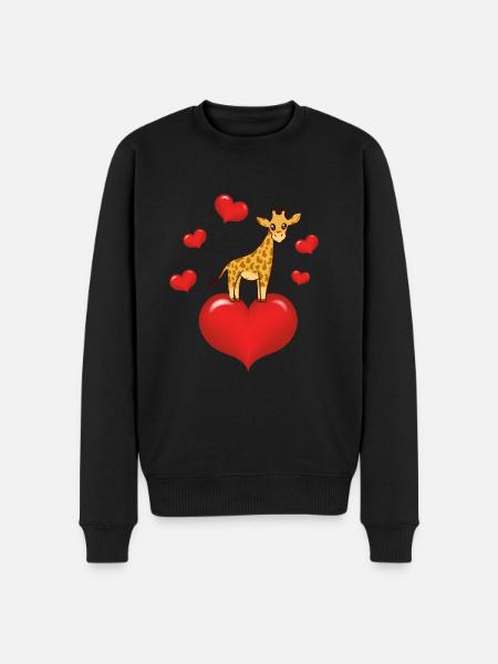 Giraffe With Heart - Men's Premium Organic Jumper - black