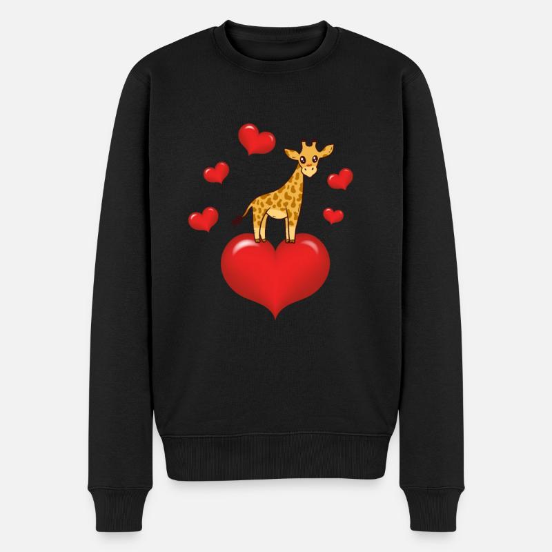 Girafe Avec Coeur - Pull Premium bio Homme - noir