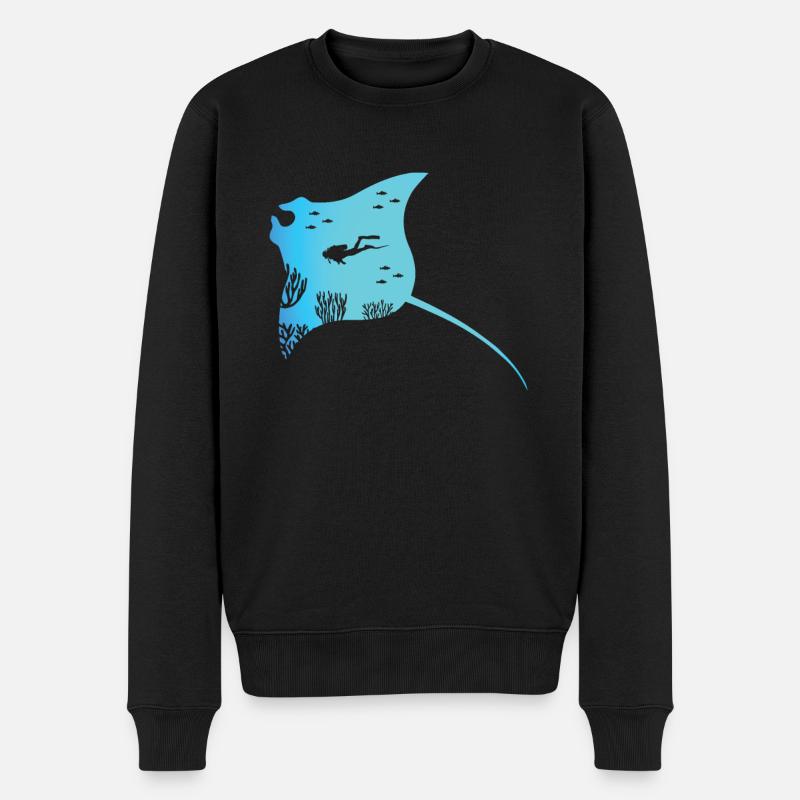 Manta Und Rochen Taucher Geschenk - Männer Premium Bio Pullover - Schwarz