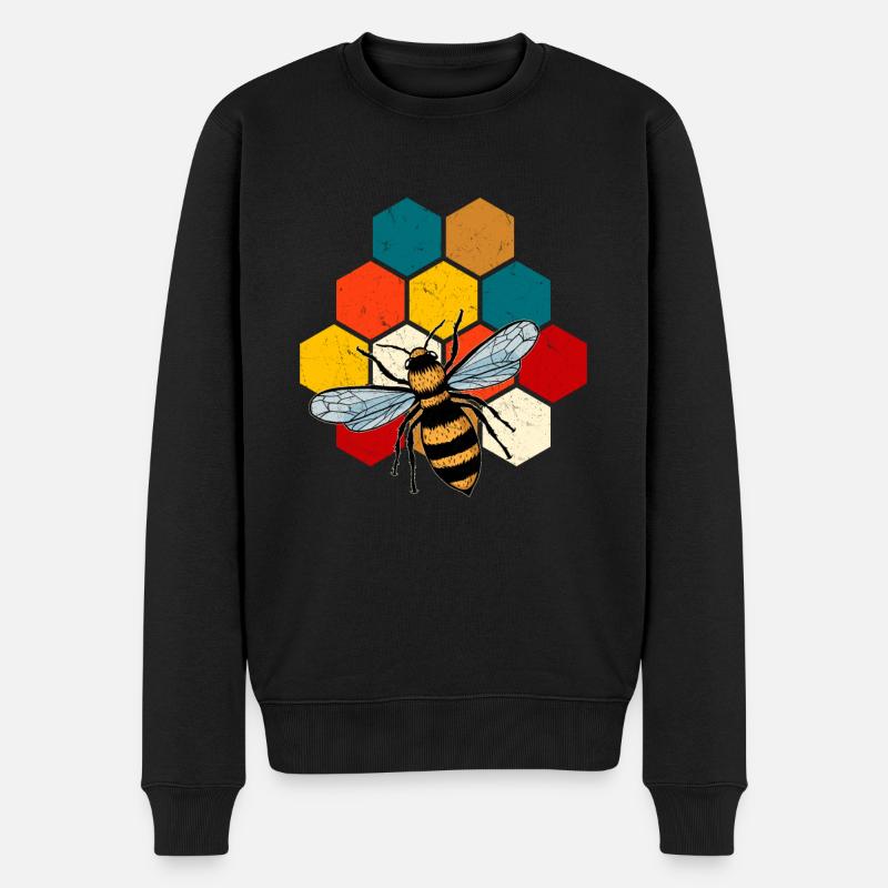 Bienenwabe - Männer Premium Bio Pullover - Schwarz