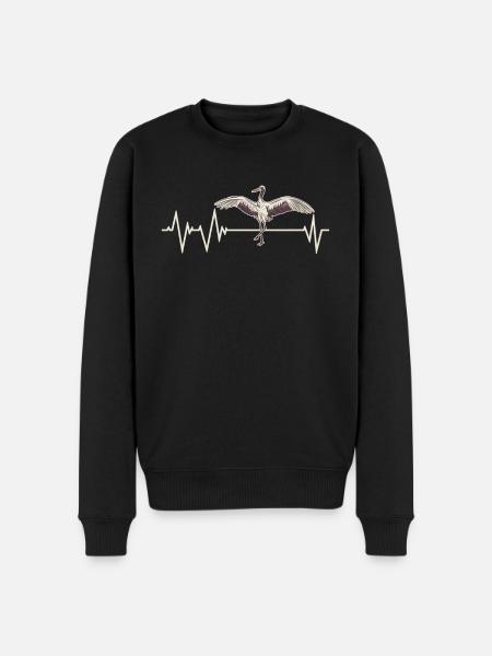 Crane Bird Heartbeat - Men's Premium Organic Jumper - black