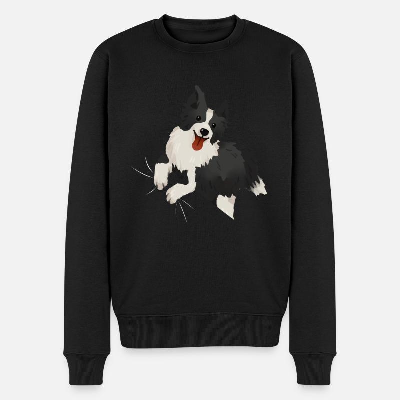 Border Collie - Pull Premium bio Homme - noir