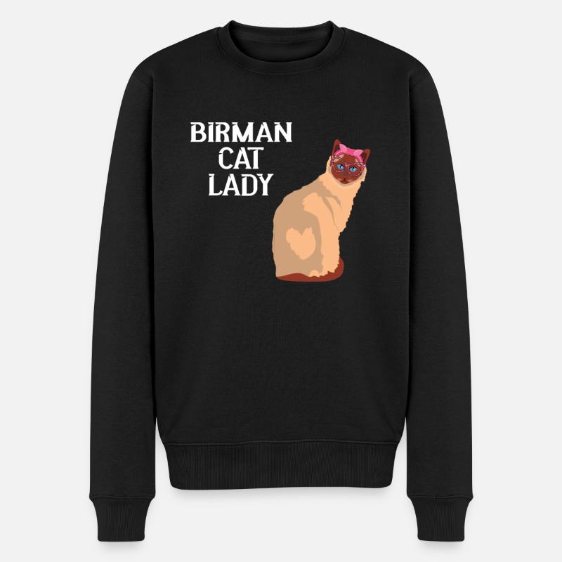 Birma Katzen Lady - Männer Premium Bio Pullover - Schwarz