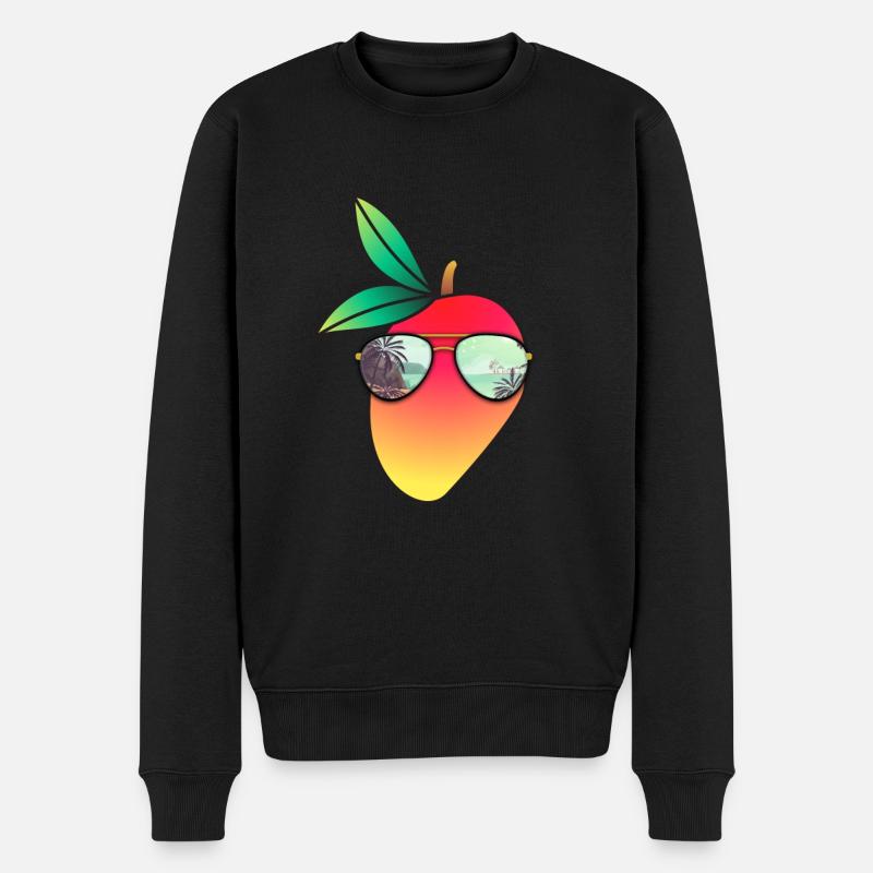 Mango Mit Sonnenbrille - Männer Premium Bio Pullover - Schwarz