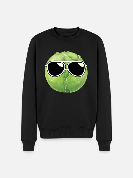 Brussels sprouts with sunglasses - Men's Premium Organic Jumper - black