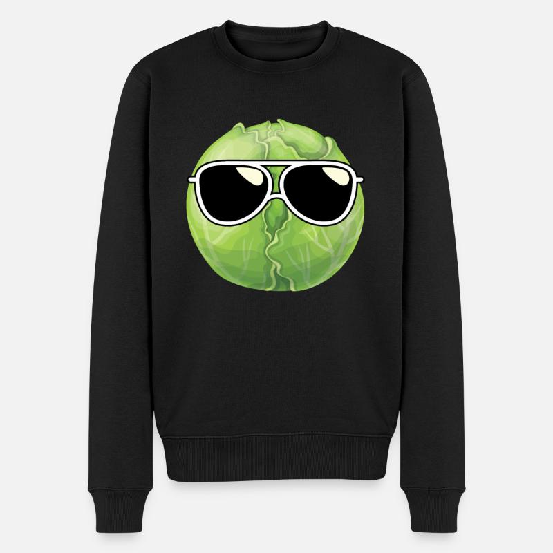 Rosenkohl Mit Sonnenbrille - Männer Premium Bio Pullover - Schwarz