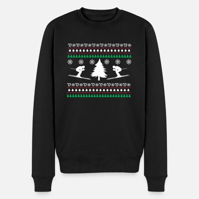 Skifahren Weihnachten Ski Shirt - Männer Premium Bio Pullover - Schwarz