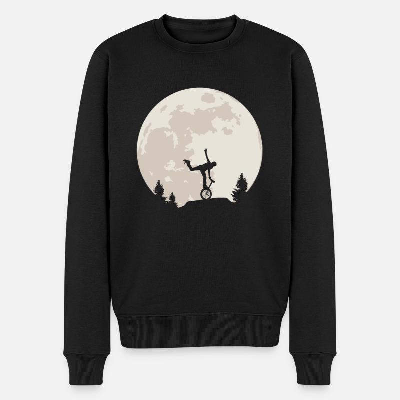 Einrad Mond Geschenk - Männer Premium Bio Pullover - Schwarz