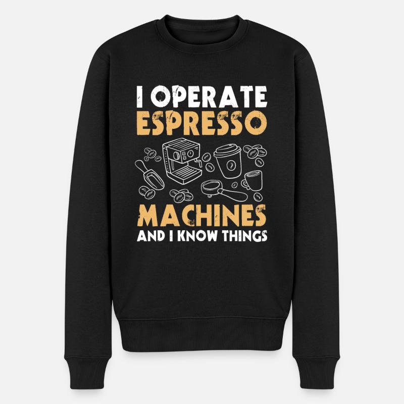 Barista Spruch - Männer Premium Bio Pullover - Schwarz