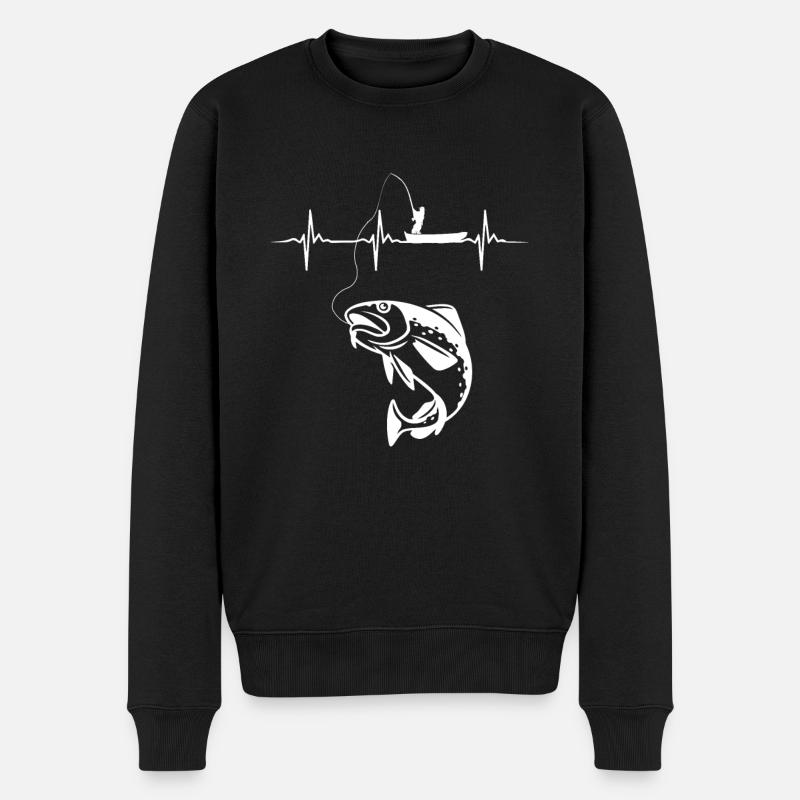 Dorsch Angeln Herzschlag - Männer Premium Bio Pullover - Schwarz