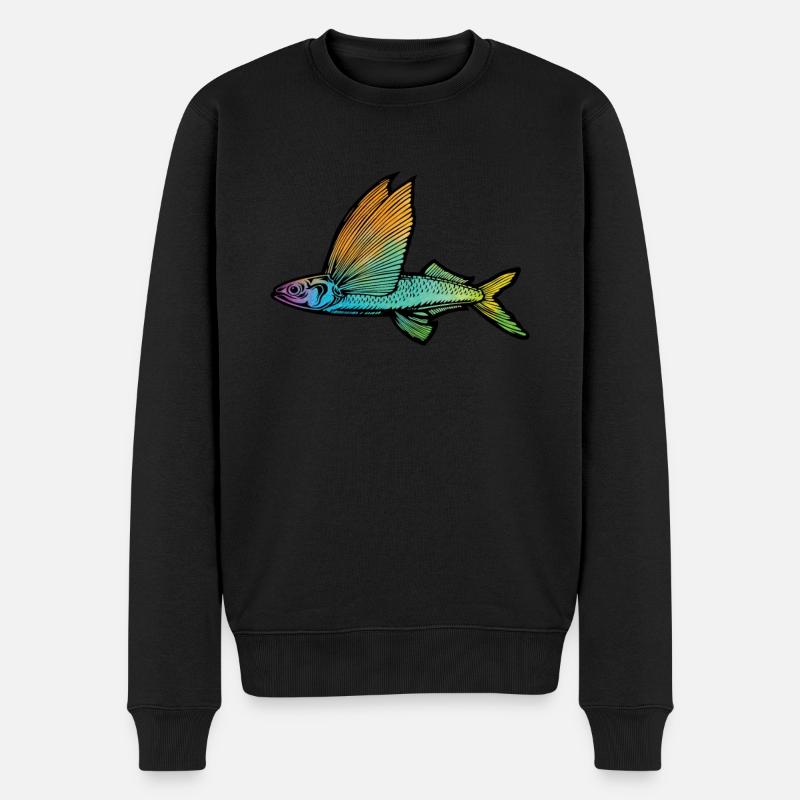 Fliegender Fisch - Männer Premium Bio Pullover - Schwarz