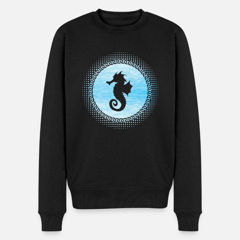 Seepferdchen - Männer Premium Bio Pullover - Schwarz