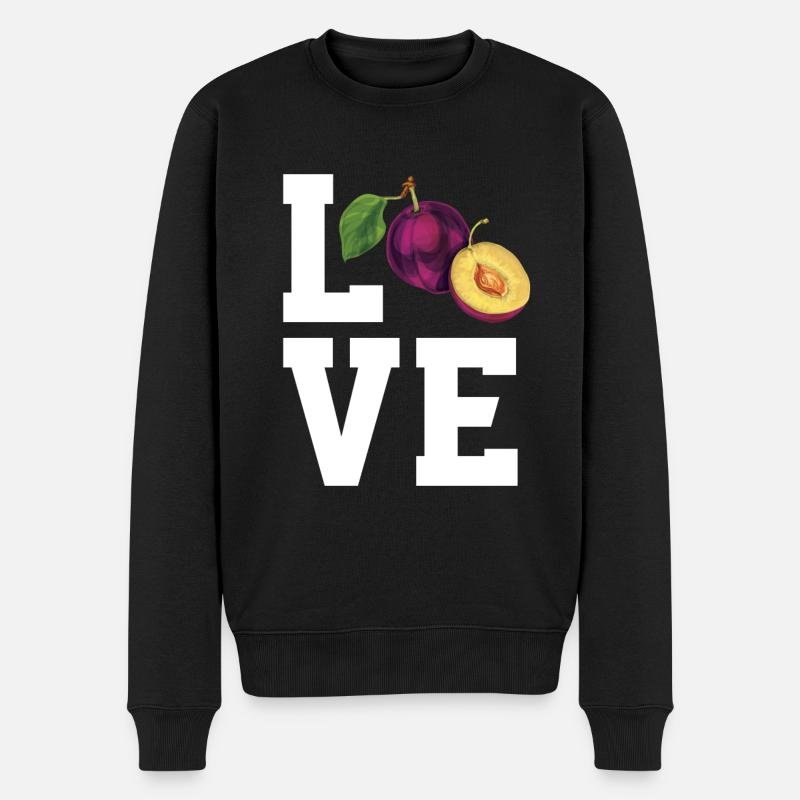 Liebe Pflaumen - Männer Premium Bio Pullover - Schwarz