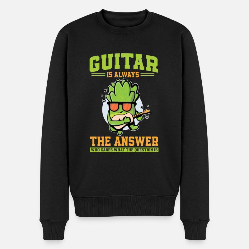 Kopfsalat Gitarre - Männer Premium Bio Pullover - Schwarz