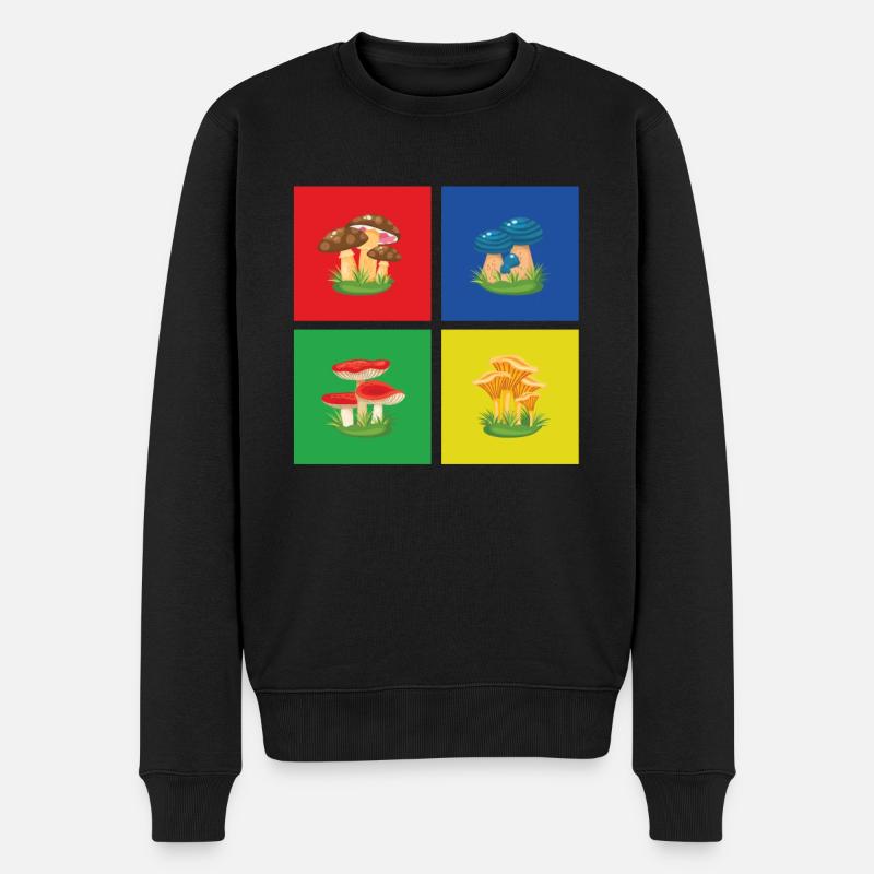 Pilze - Männer Premium Bio Pullover - Schwarz