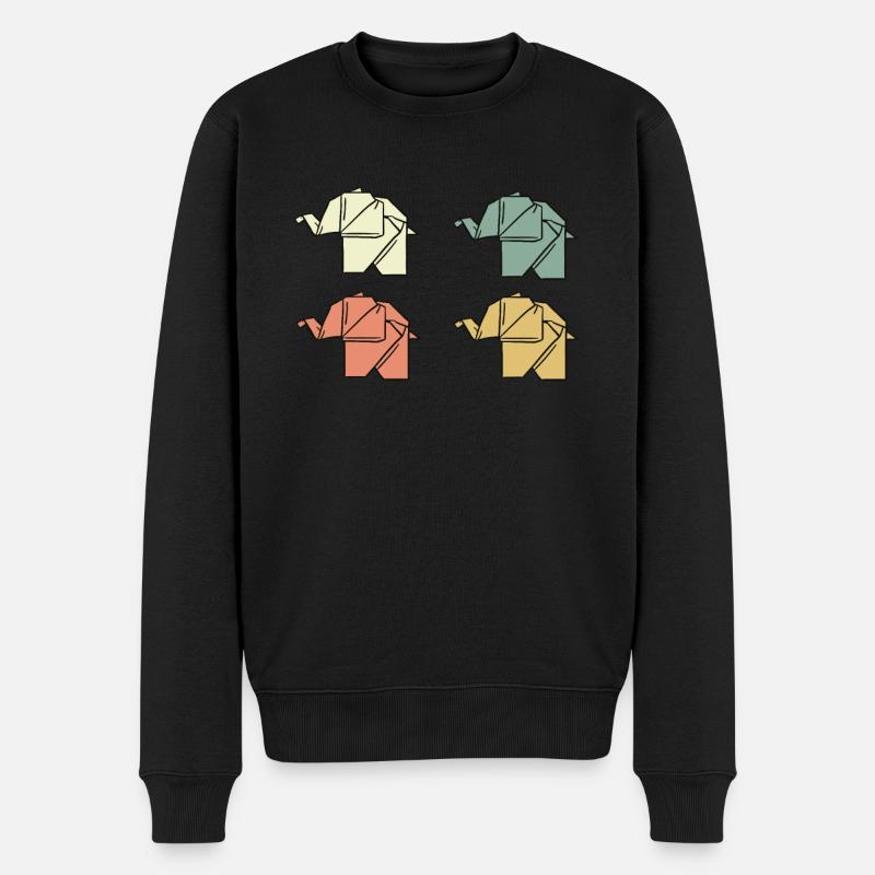 Origami Elefanten - Männer Premium Bio Pullover - Schwarz